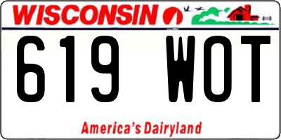 WI license plate 619WOT