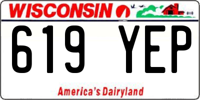 WI license plate 619YEP