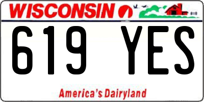 WI license plate 619YES