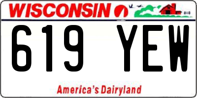 WI license plate 619YEW
