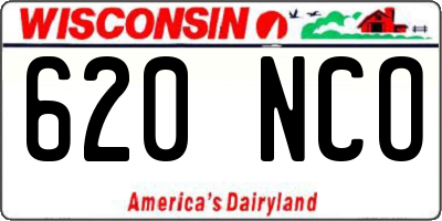 WI license plate 620NCO