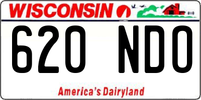 WI license plate 620NDO