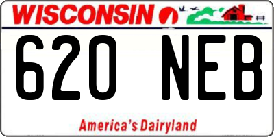 WI license plate 620NEB