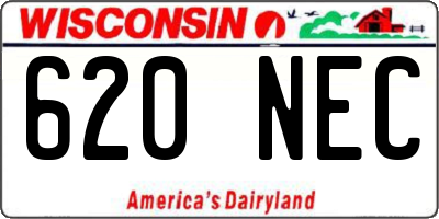 WI license plate 620NEC