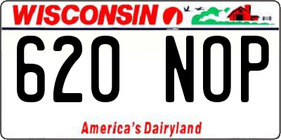 WI license plate 620NOP