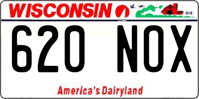 WI license plate 620NOX