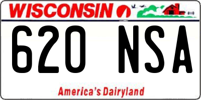 WI license plate 620NSA
