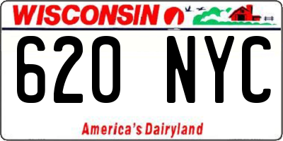 WI license plate 620NYC