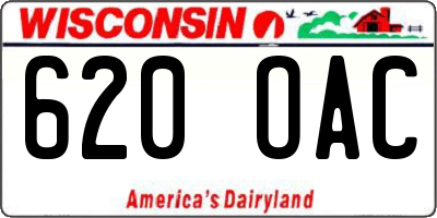 WI license plate 620OAC