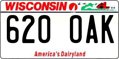 WI license plate 620OAK