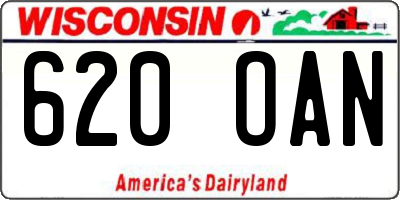 WI license plate 620OAN