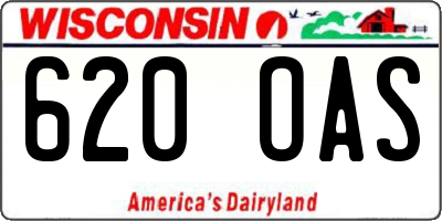 WI license plate 620OAS
