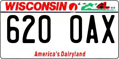 WI license plate 620OAX