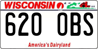 WI license plate 620OBS