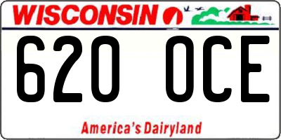 WI license plate 620OCE