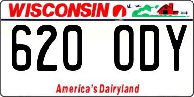 WI license plate 620ODY