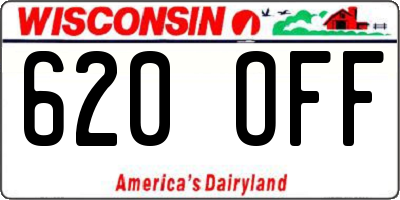 WI license plate 620OFF