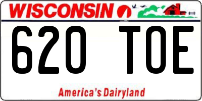 WI license plate 620TOE