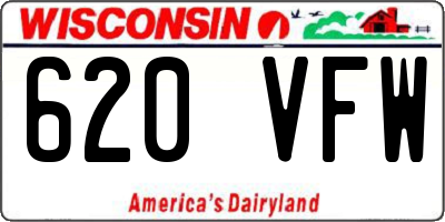 WI license plate 620VFW