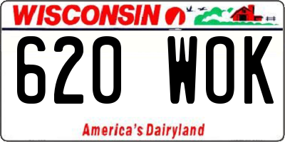WI license plate 620WOK