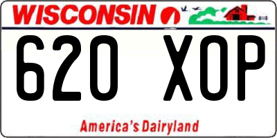 WI license plate 620XOP