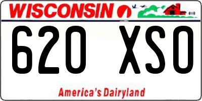 WI license plate 620XSO