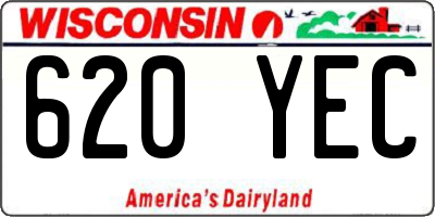 WI license plate 620YEC