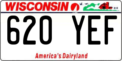 WI license plate 620YEF