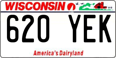 WI license plate 620YEK