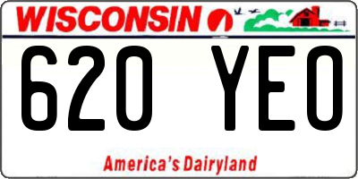 WI license plate 620YEO