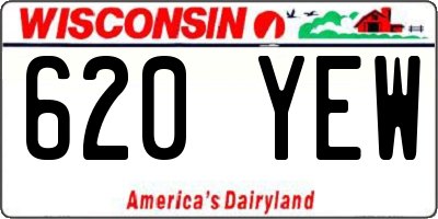 WI license plate 620YEW