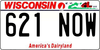 WI license plate 621NOW