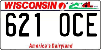 WI license plate 621OCE