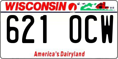 WI license plate 621OCW