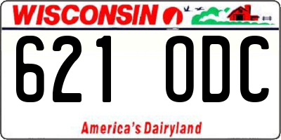WI license plate 621ODC