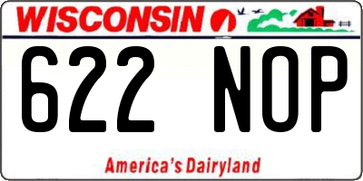 WI license plate 622NOP