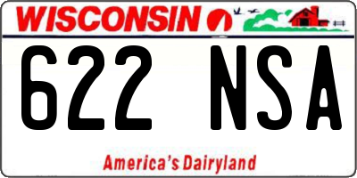 WI license plate 622NSA