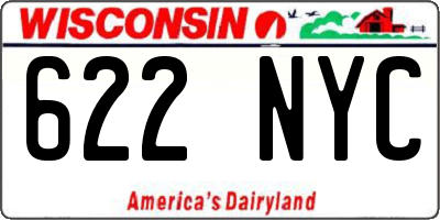 WI license plate 622NYC