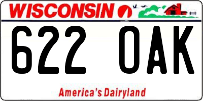 WI license plate 622OAK