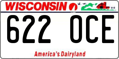 WI license plate 622OCE