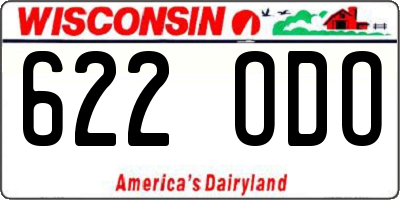 WI license plate 622ODO
