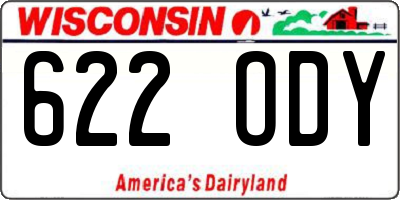 WI license plate 622ODY