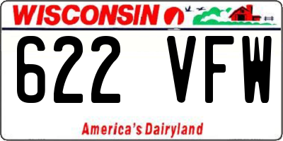 WI license plate 622VFW