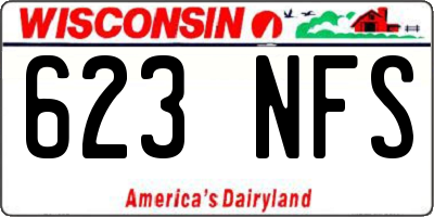 WI license plate 623NFS