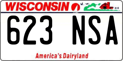 WI license plate 623NSA