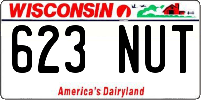WI license plate 623NUT