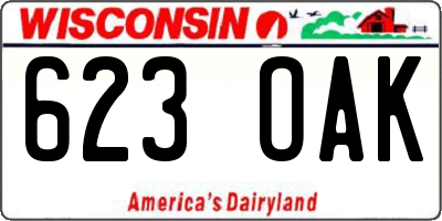 WI license plate 623OAK
