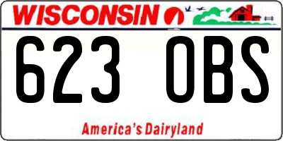 WI license plate 623OBS