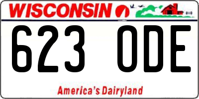 WI license plate 623ODE