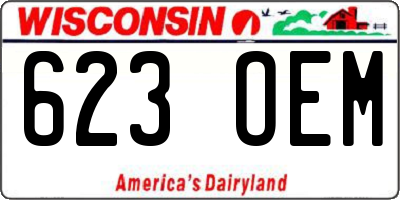 WI license plate 623OEM